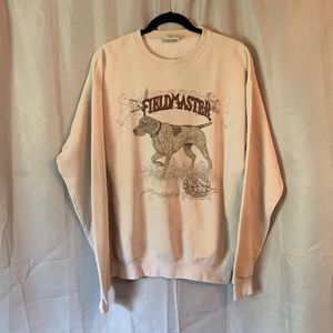 Vintage Fieldmaster Sweatshirt L Hunting Pointer Dog Pre-Owned Tan Beige Oatmeal